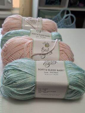 Soft & Sleek Baby Yarn - Pink A Boo & Aqua Marled- Lot Of 4- New